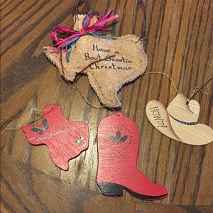Festive Western Christmas Ornament Set - Red and Brown